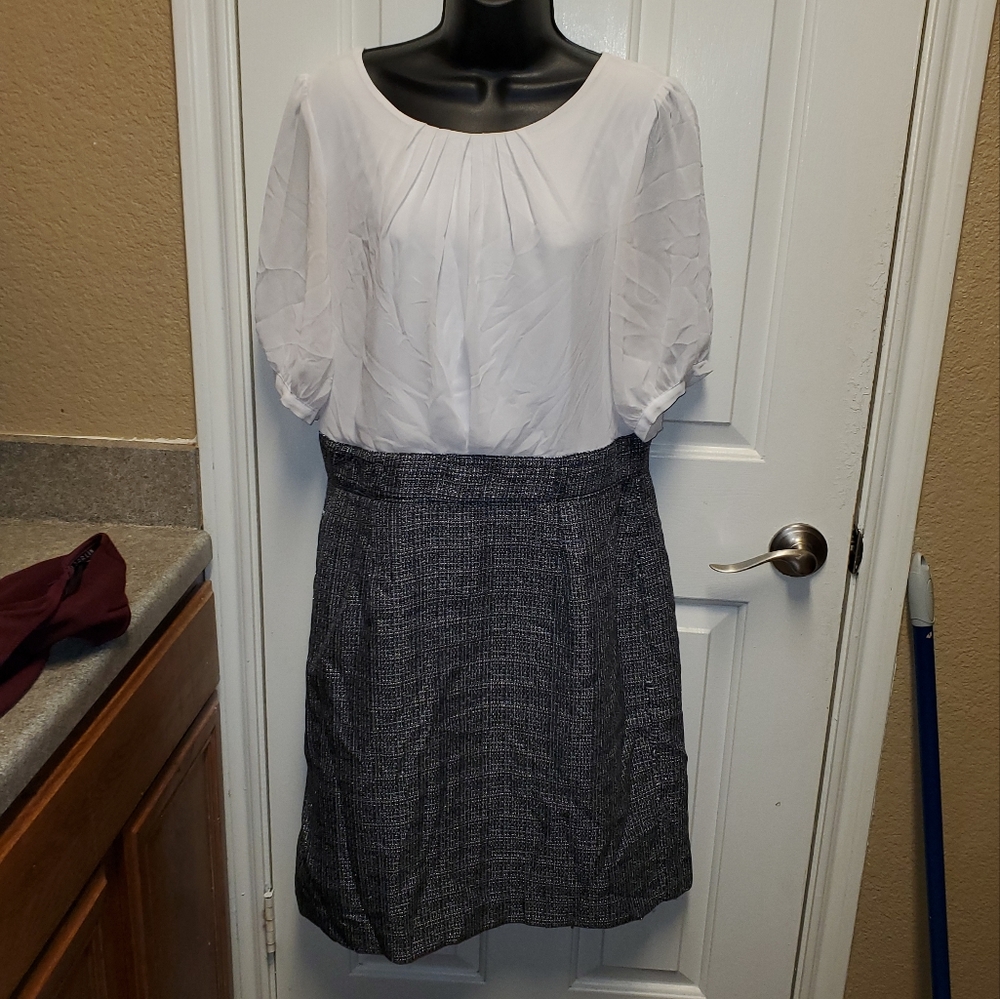 Shelby and palmer white blouse and tweet skirt combo -size 14